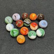 Jabo Classic Swirl Marbles Lot Of 15 Nm-Mint Some Glow Pastel Green Orange