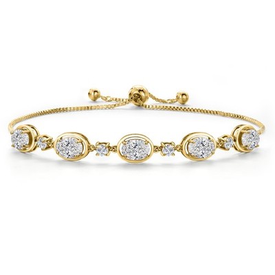 5-Stone Oval Gemstone Birthstone & Moissanite Bolo Chain Bracelet for Women |