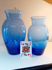 Coppia vasi in vetro blu cobalto vintage misure 22 cm 25,5 cm