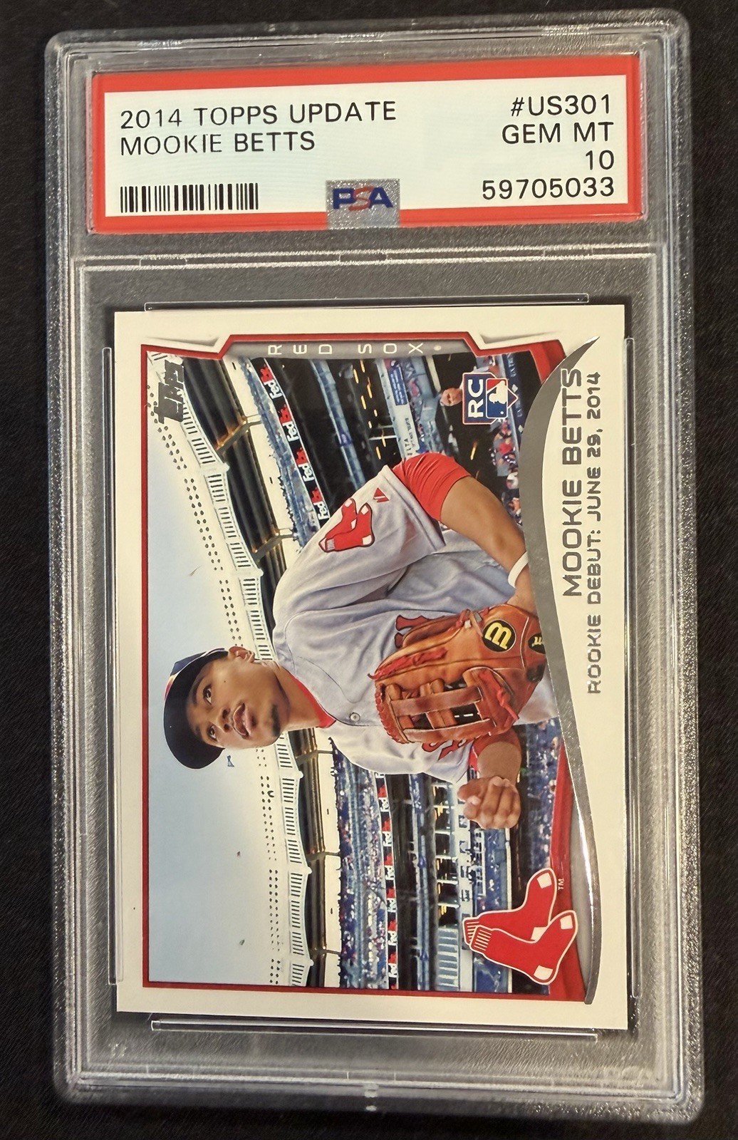 2014 Topps Update Series - Rookie Debut Mookie Betts #US-301 (RC) PSA 10