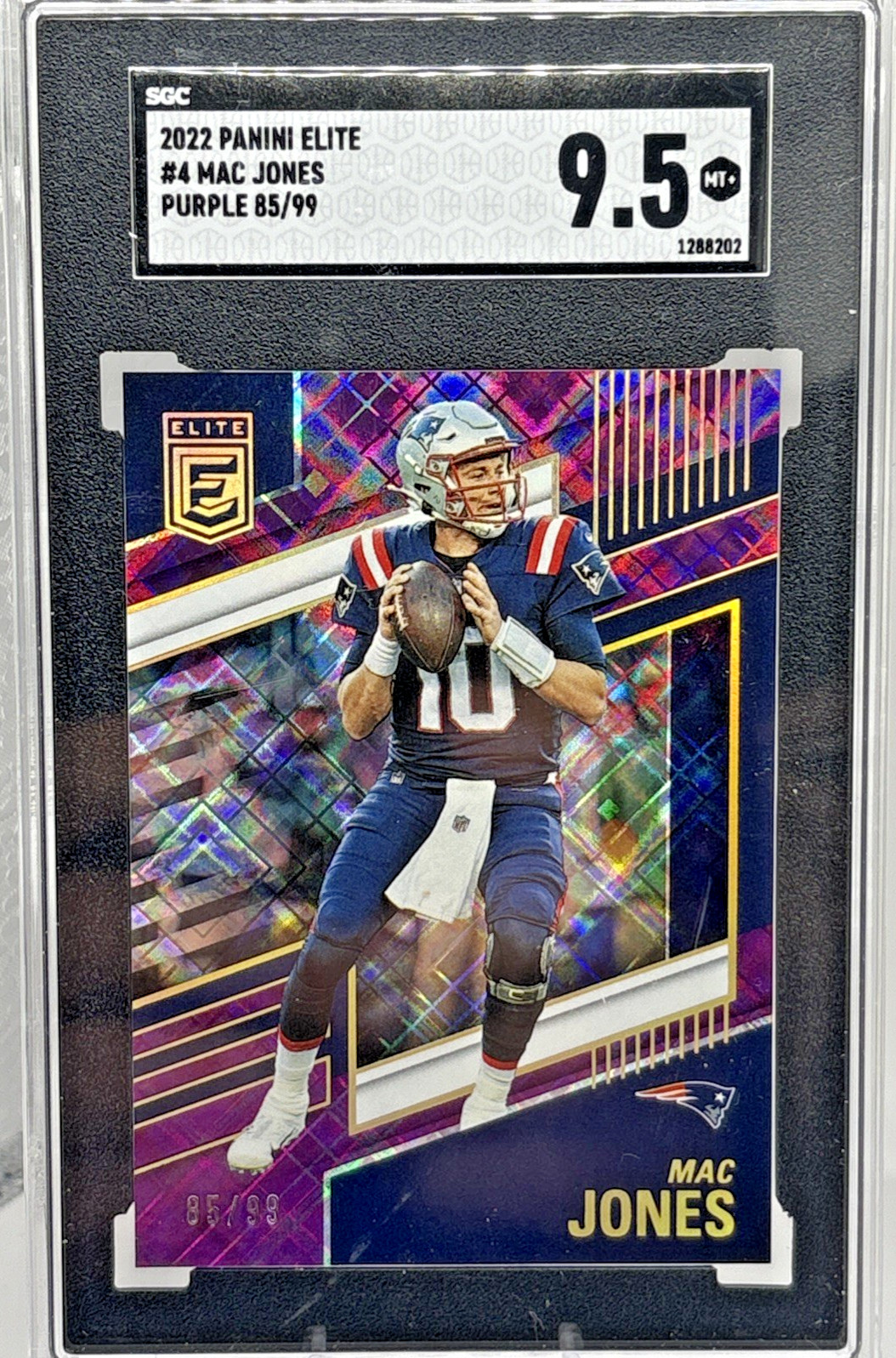 (GRADED SGC 9.5) 2022 Donruss Elite Purple Mac Jones 85/99