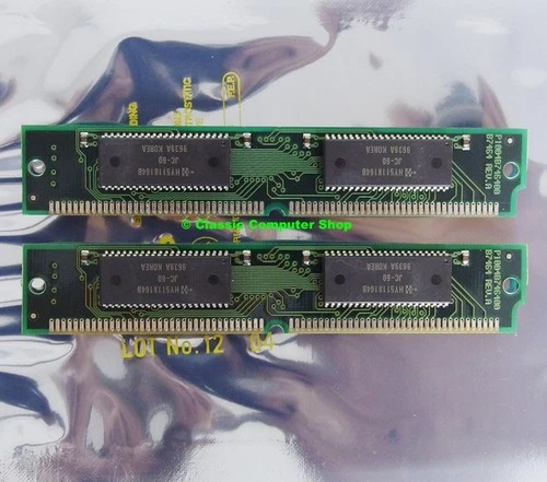 Set 2x Hyundai HY5118164BJC-60 8MB 16MB kit 60ns 72-pin SIMM EDO RAM