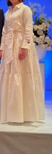 Carolina Herrera Evening Shirt Dress Women's Size 12 Long Sleeve Ivory