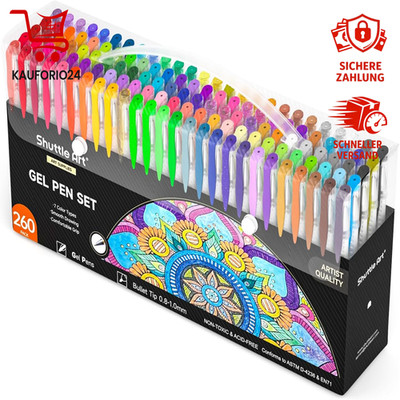 Gelstifte Set 260 Stück Glitzer Neon Metallic Farben Kinder Erwachsene
