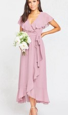Show Me Your Mumu Jess Ruffle Midi Dress Bridesmaid Formal Antique Rose, NWT XS