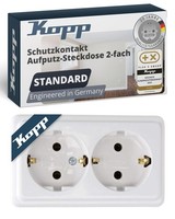 Steckdose Kopp 2-Fach Aufputz Arktis-Weiß IP20 16A 250V Schutzkontakt