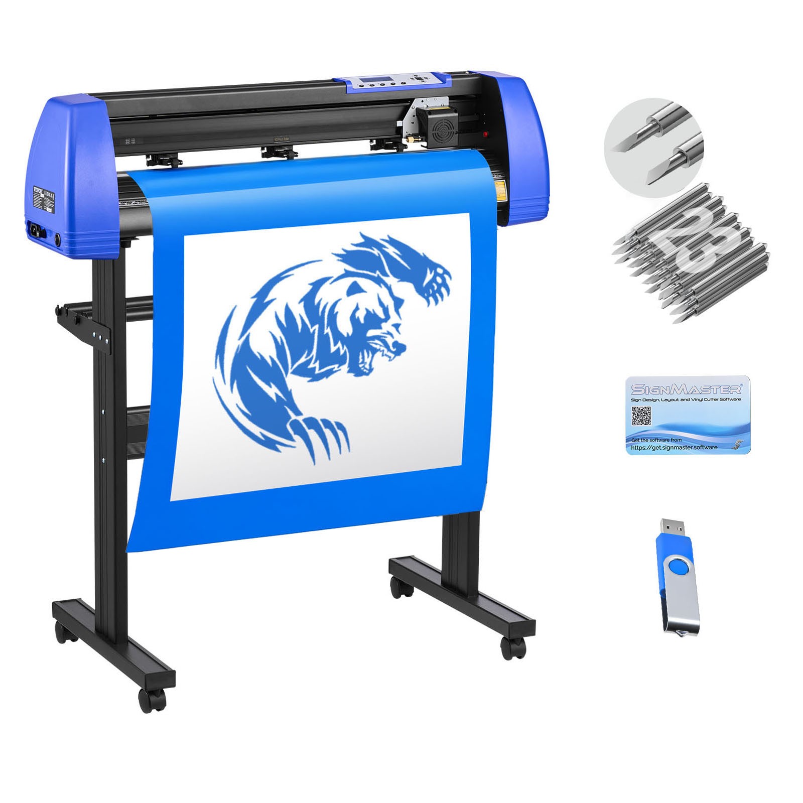 Uimoso 28" Vinyl Cutter/Plotter Sign Cutting Machine Software 20Blades LCD Black