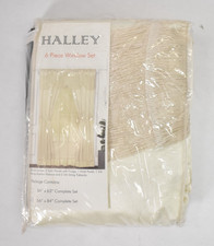 Halley 6 Piece Window Set 56" x 84" Complete Set Satin Fringe Curtain Ivory