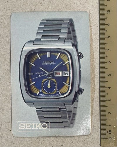 1974 Seiko advertising pocket calendar - Seiko Automatic Chronograph Watch