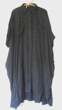 ET AL-Black Big Shirt/Dress-Short Sleeves-Button Thru-One Size