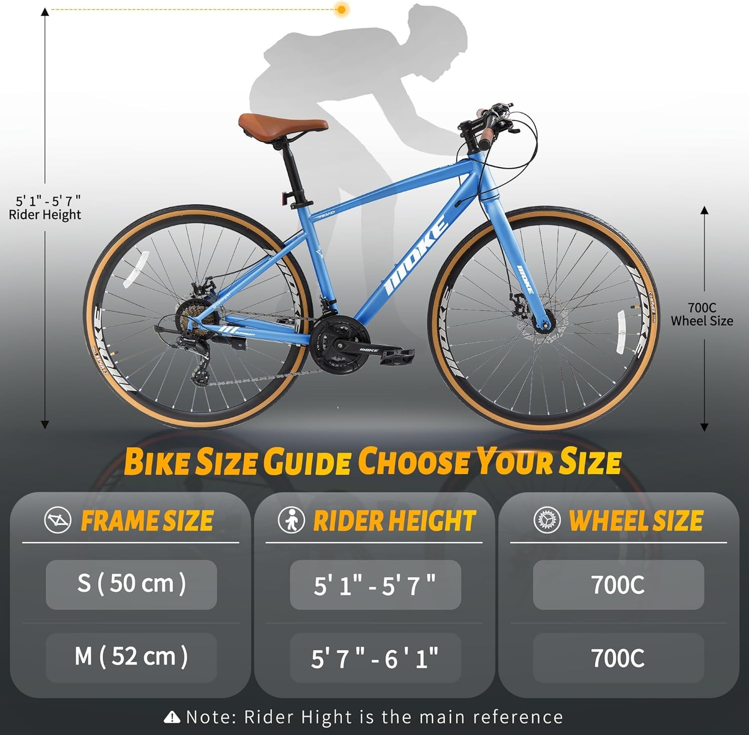 Road Bike,700C City Commuter Bicycle 21-Speed Lightweight Aluminum Frame Adult