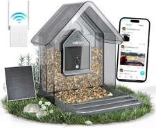 Solar Smart Bird Feeder with Camera Stable Link via Signal Transmitter Bird Feed