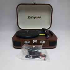 Kofoposo S300 Vinyl Record Player,Portable Suitcase Retro Record Players Bluetoo