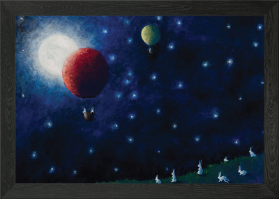 Gerahmtes Wandbild Poster Leinwanddruck Bild im Mondschein