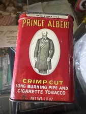 Vintage Prince Albert Crimp Cut Tobacco Tin • Pipe & Cigarette • Mid-century