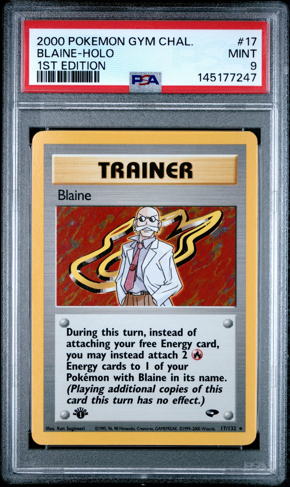 2000 POKEMON GYM CHALLENGE 1ST EDITION #17 BLAINE-HOLO PSA 9