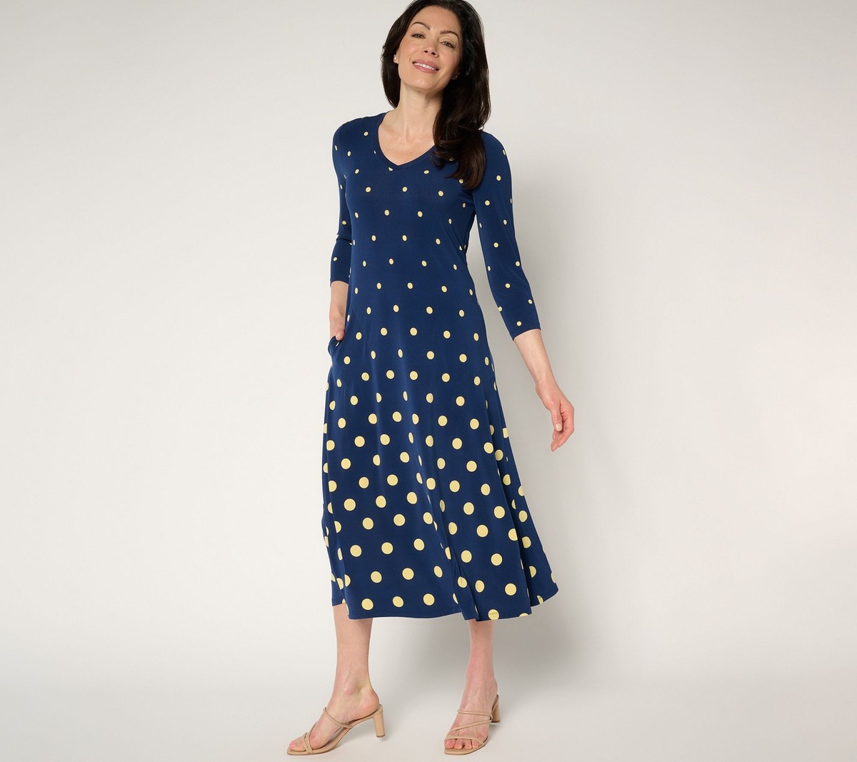 Women with Control Regular Como Jersey Ombre Polka Dot Midi Dress Midnight  XL Ne | eBay