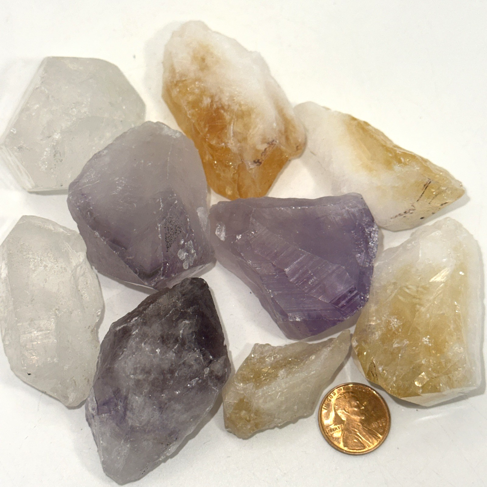 1 lb Assorted Amethyst Citrine Quartz Large Crystal Points 2-3 Inch