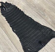 Black Genuine Crocodile Belly Tail Hide Leather Skin real alligator Croc 351
