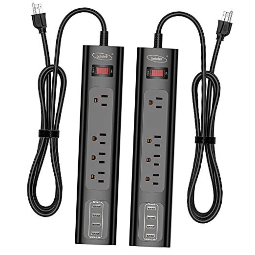 2 Pack Power Strip Surge Protector - 5 Widely Spaced AC Outlets and 2pack-Black
