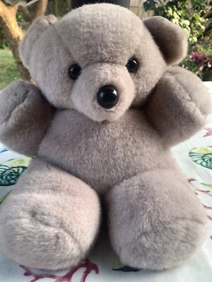 Mintgraues weiches flauschiges Stofftier Plüsch Lefray Bär 1989 10 Zoll 26 cm