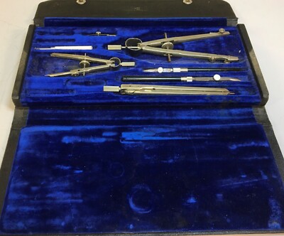 Vintage K&E Drafting Set - Drawing Instruments In Case With Compass Dividers