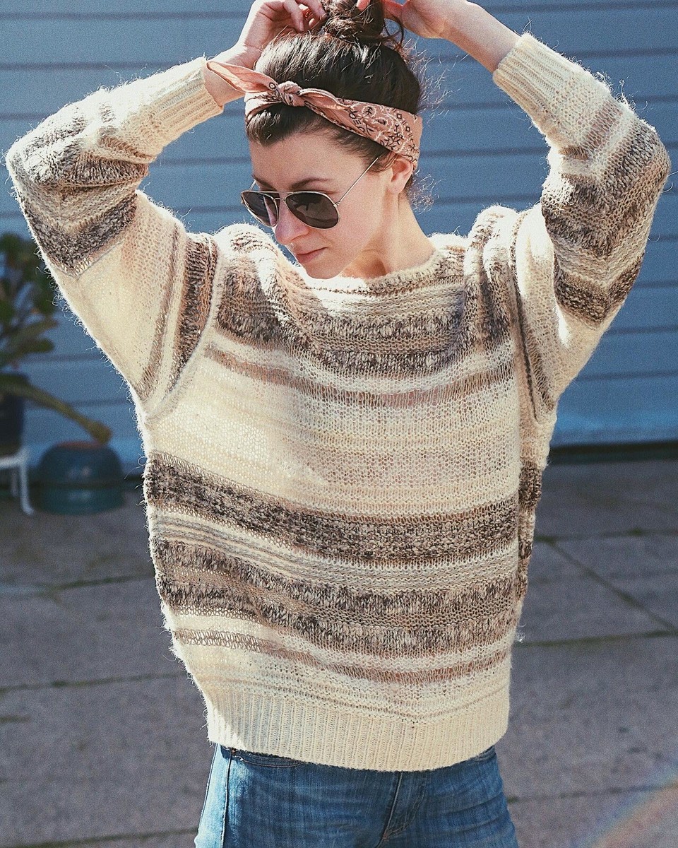 ISSEY MIYAKE Knit Sweater Grey Tan Wool Blend Vintage Rare Japan