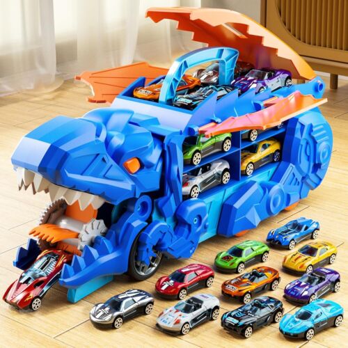 Toddler Truck Toys for 3 4 5 6 Years Old Boys, Toys Cars Track Set Dinosaur
