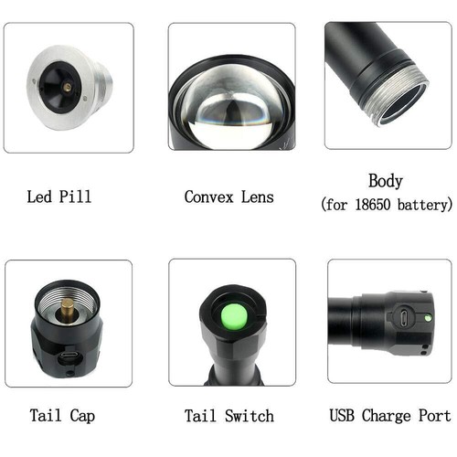 UniqueFire 1605 500 Yards IR 850nm LED USB Rechargeable Hunting Zoom Flashlight - Picture 14 of 19