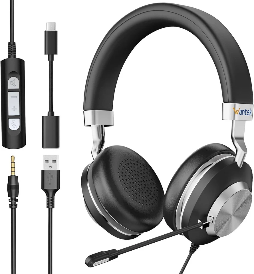 3in1 Headset 3.5mm/USB/Type-C Kopfhörer Mit Kabel Mikrofon für PC/Laptop/Handys - Bild 2 von 4