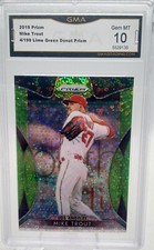 MIKE TROUT 2019 PANINI PRIZM LIME GREEN DONUT CIRCLES PRIZM /199 GMA 10 Gem Mint