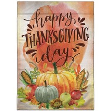 Happy Thanksgiving Day Pumpkins Garden Flag 12x18in Double-Sided Yard Flag