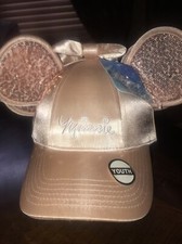 Disney Minnie Mouse Signature Glitter Rose Gold Ears and Bow Gold YOUTH NEW