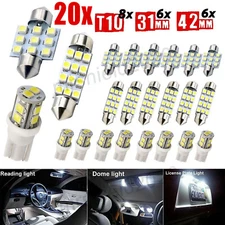 20pcs LED Interior Lights Bulbs Kit Car Trunk Dome License Plate Lamps 6000K