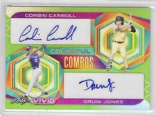Corbin Carroll Drew Jones RC SP Dual Auto /15 Green Parallel 2022 Leaf Vivid
