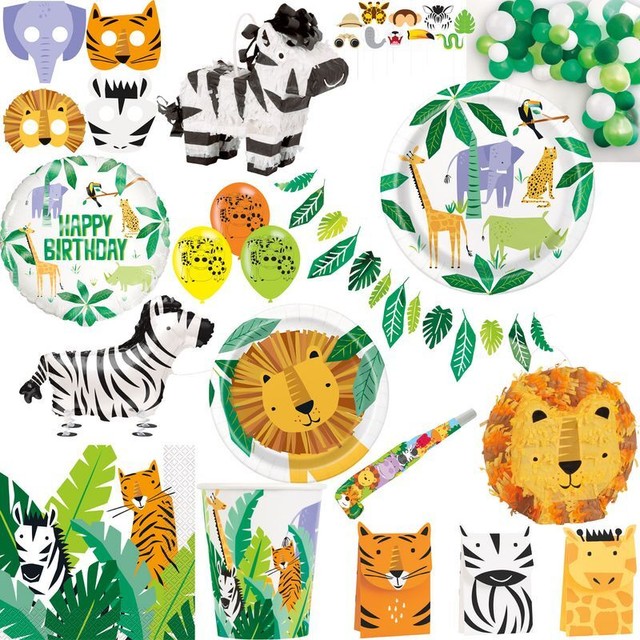 Animales Fiesta De Cumpleaños Safari Jungla 1. Cumpleaños Decoración Set León