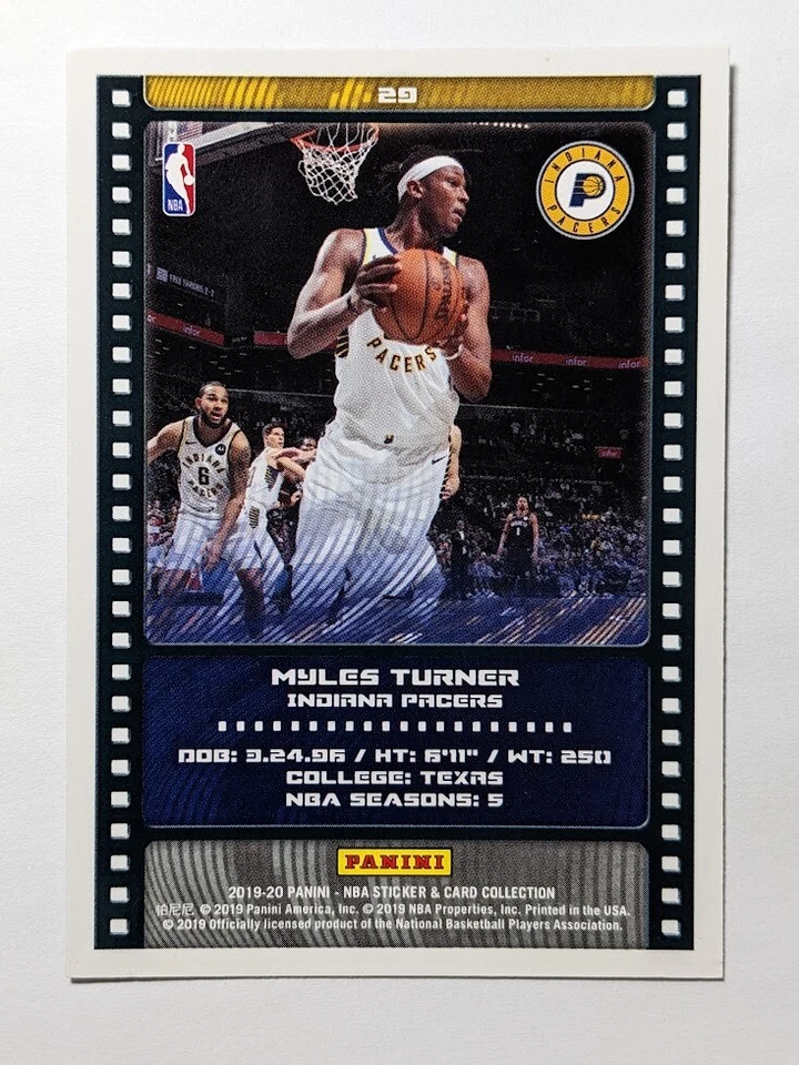 2019-20 Panini Sticker & Card Collection Silver Foil Myles Turner #29 - Image 2 of 2