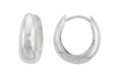 925 Sterling Silver Huggie Domed Hoop Earrings U-Shape Flawless Finish 1/2 Inch. 