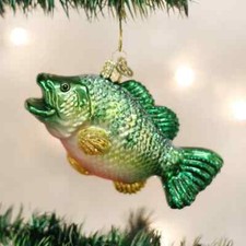 OLD WORLD CHRISTMAS LARGEMOUTH BASS FLY FISHING GLASS CHRISTMAS ORNAMENT 12097