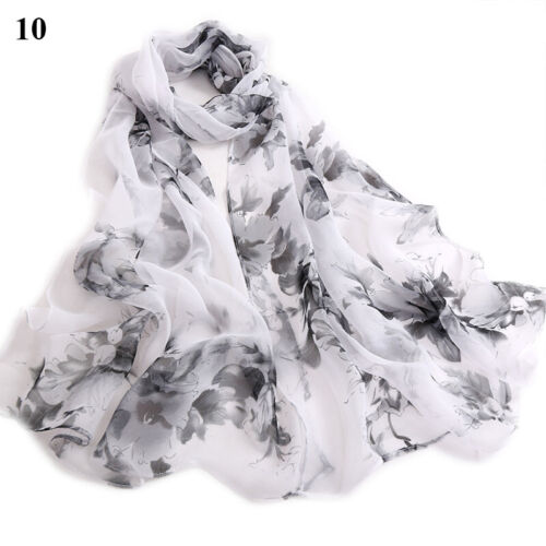 Long Soft Chiffon Scarf Plain Sheer Wrap Shawl Womens Large Stole Neck Scarves♧ - Picture 49 of 93