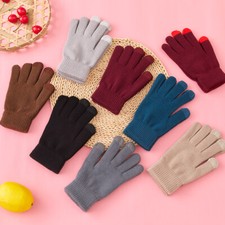 Women Men Winter Touch Screen Gloves Warm Knit Gloves Five Fingers Mittens   