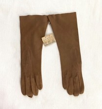 NWT Vintage Bonwit Teller Camel Brown Bondoe Doeskin Leather Gloves Sz 6 France