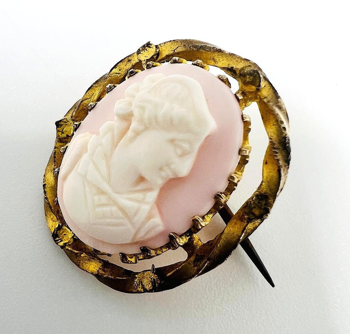 Antique Gem Brooch Angel Skin Coral Empire to Early Biedermeier Cameo brooch