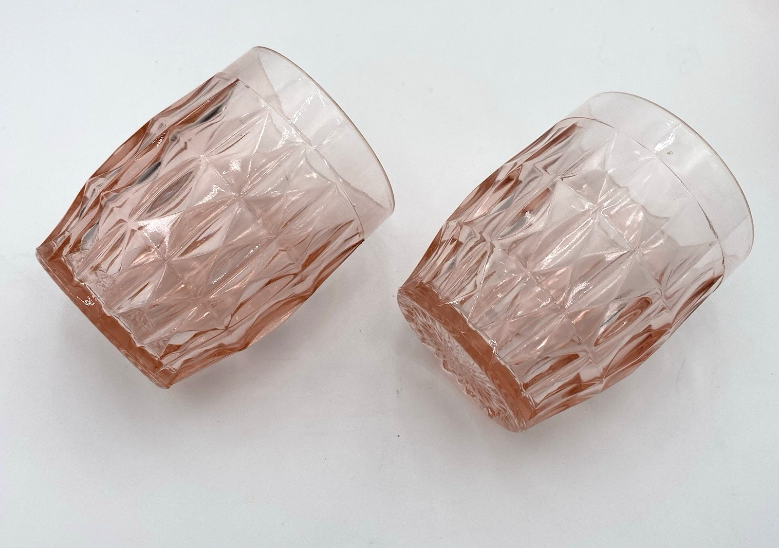 Vtg. Jeanette Glass Pink Windsor 52 oz. Pitcher w/Four 9 oz. Flat Tumblers, MINT