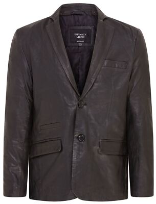 Herren Schwarz Leder Blazer Jacke Weich Echt Italienisch Leder Tailliert Vintage Mantel
