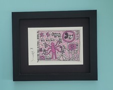 KEITH HARING + SIGNED VINTAGE 1989 PRINT FRAMED + BUY IT NOW!