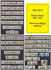 Belgium BIRDS by Buzin 1985/2011 - Mint MNH Never Hinged complete collection.