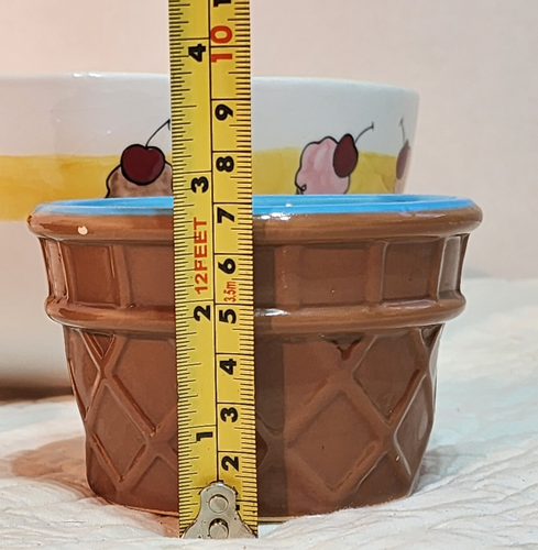 Pottery Barn Ice Cream Serving Bowl Ceramic & 2 Sundae Dessert Bowls - Picture 7 of 9