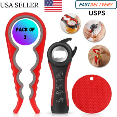 Jar Opener, 5 in 1 Multi Function Can Opener, Beer Bottle Cap Opener, with Silic
