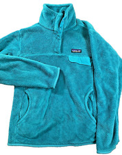 PATAGONIA Women's Medium Re-Tool Snap-T Pullover Polyester LS Fleece Teal Blue